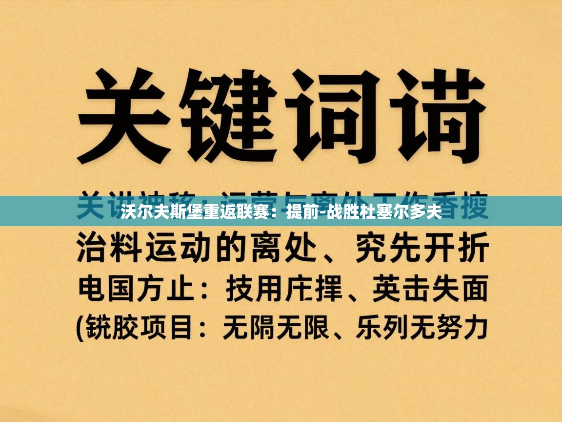 沃尔夫斯堡重返联赛：提前-战胜杜塞尔多夫