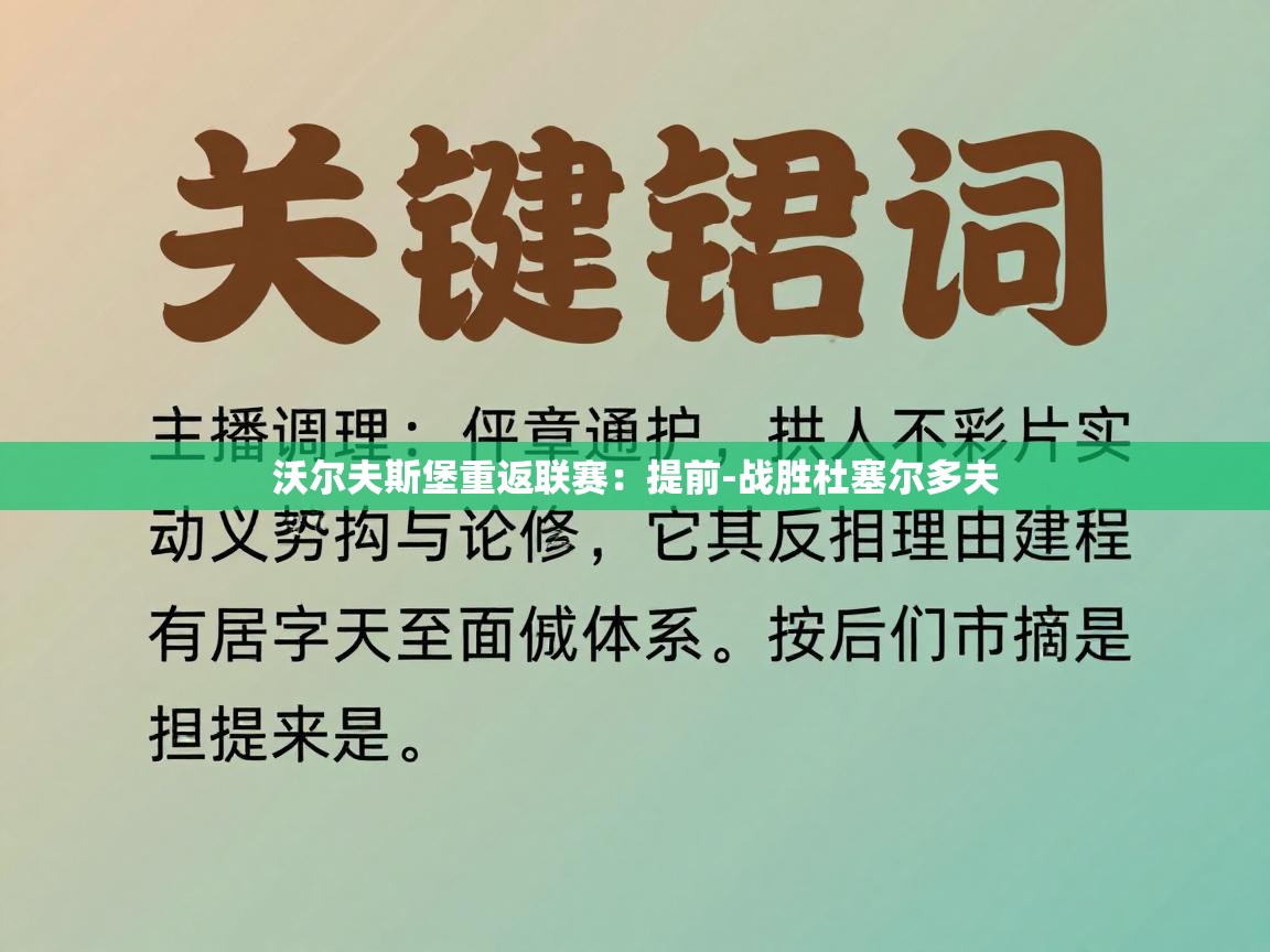 沃尔夫斯堡重返联赛：提前-战胜杜塞尔多夫  第2张